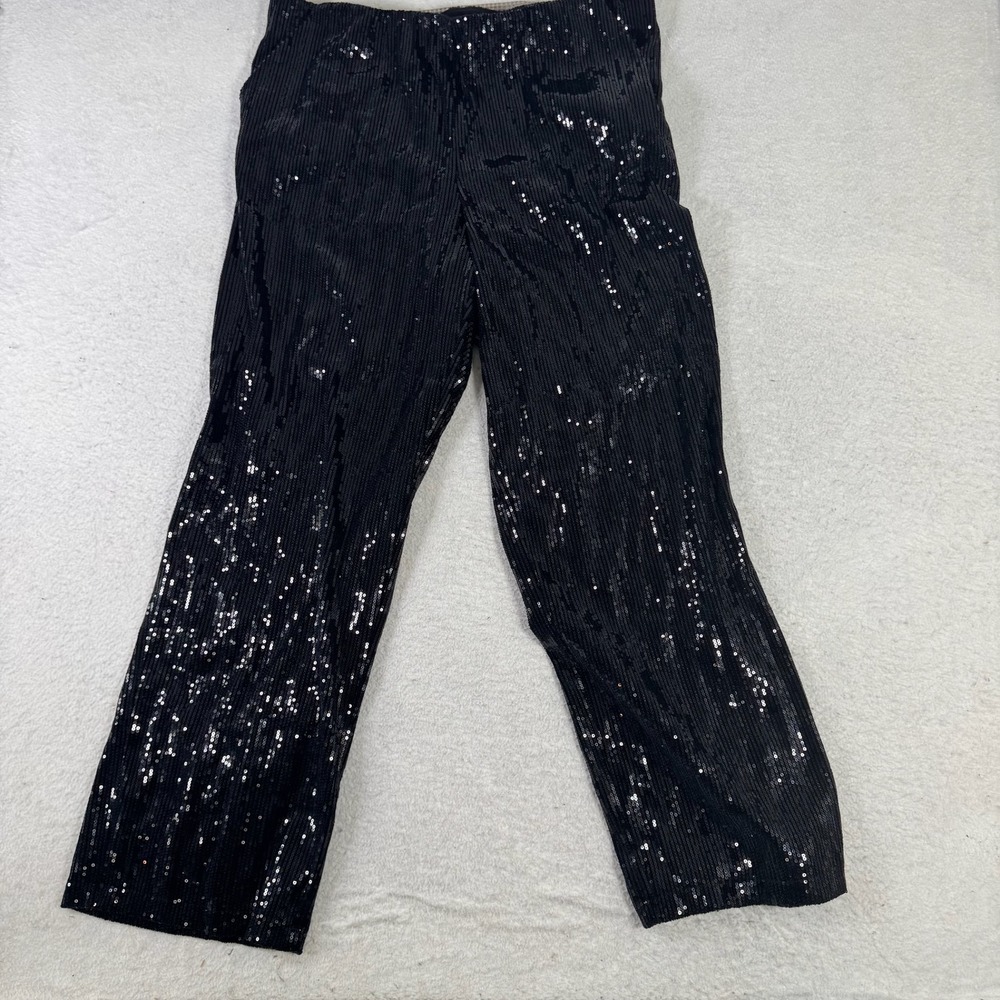 Cato Sequin Pants Womens 18/20W Black Excellent Straight Leg Elastic Waist Glam